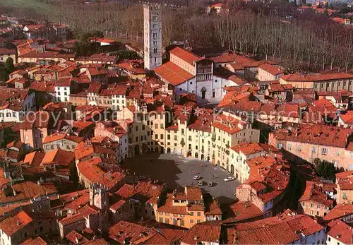 AK / Ansichtskarte Lucca_Toscana_IT Anfiteatro Romano e Basilica di San Frediano Fliegeraufnahme 