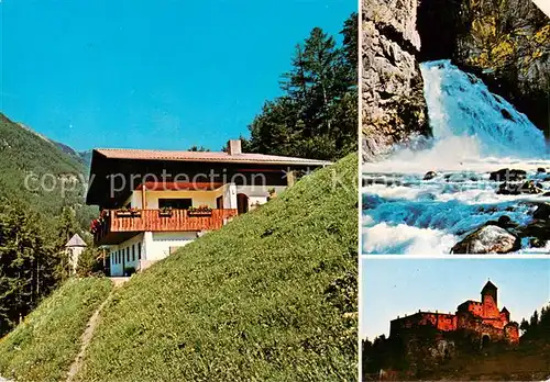AK / Ansichtskarte Sand_Taufers_Suedtirol_IT Burg Cafe Wasserfall Burg 