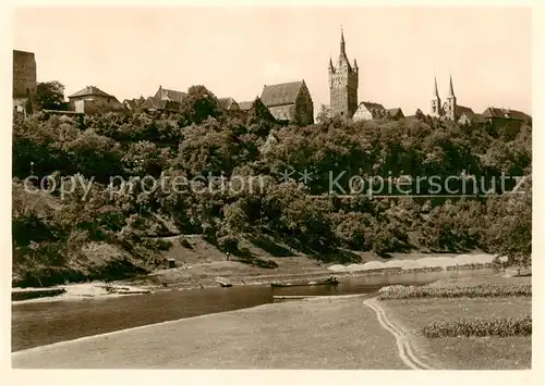 AK / Ansichtskarte Wimpfen_Bad Kaiserpfalz mit Rotem Turm Saalbau Steinhaus und Blauem Turm und Pfarrkirche Wimpfen_Bad