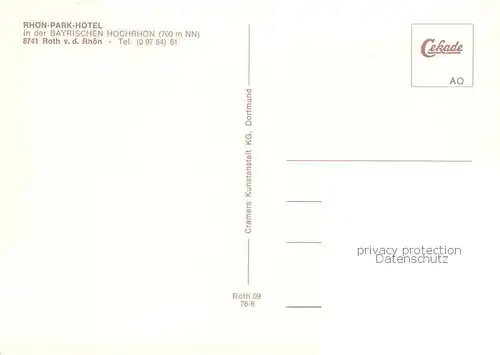 AK / Ansichtskarte Roth_Rhoen Grabfeld Rhoen Park Hotel Bayerische Hochrhoen Roth Rhoen Grabfeld