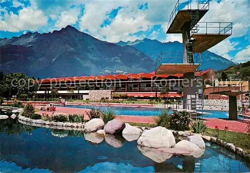 AK / Ansichtskarte Meran_Merano Thermalbad Badezentrum Salvar Sprungturm Meran Merano