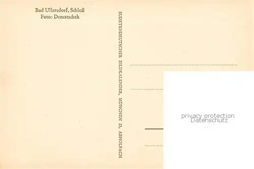 AK / Ansichtskarte Bad_Ullersdorf Schloss Sudetendeutscher Bildkalender Bad_Ullersdorf