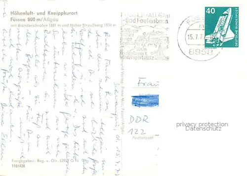 AK / Ansichtskarte Fuessen_Allgaeu Panorama Hoehenluftkurort Kneippkurort Schloss Allgaeuer Alpen Fuessen Allgaeu