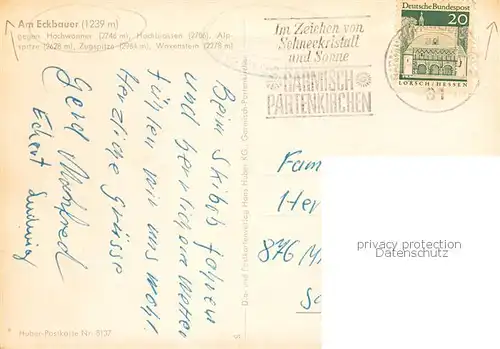 AK / Ansichtskarte Garmisch Partenkirchen Berggasthof Eckbauer Wintersportplatz Alpenpanorama Garmisch Partenkirchen