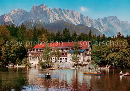 AK / Ansichtskarte Grainau Badersee mit Blick zur Zugspitzgruppe Wettersteingebirge Grainau