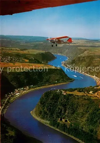 AK / Ansichtskarte St_Goarshausen Loreley Felsen Rheintal Motorflugzeug St_Goarshausen