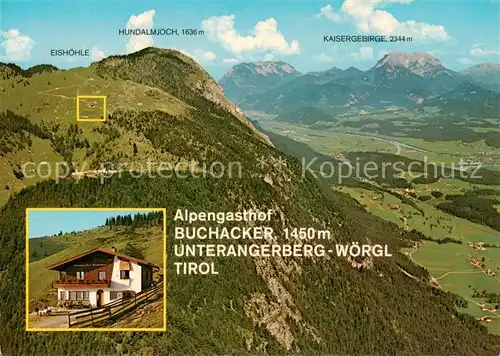 AK / Ansichtskarte Unterangerberg_Tirol_AT Alpengasthof Buchacker Blick zum Kaisergebirge 