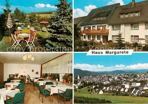 AK / Ansichtskarte Winterberg_Hochsauerland Gaestehaus Pension Haus Margarete Gastraum Garten Winterberg_Hochsauerland