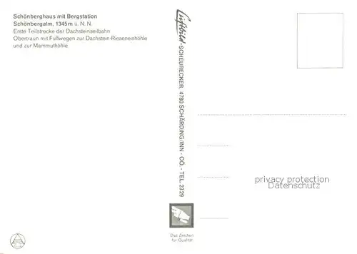 AK / Ansichtskarte Obertraun_AT Schoenberghaus Dachsteinseilbahn 