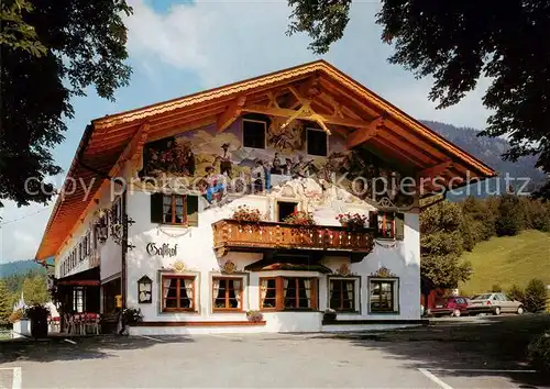 AK / Ansichtskarte Garmisch Partenkirchen Gasthof Kaltenbrunn Zum Schweizerbartl Fassadenmalerei Huber Karte Nr. 10870 Garmisch Partenkirchen