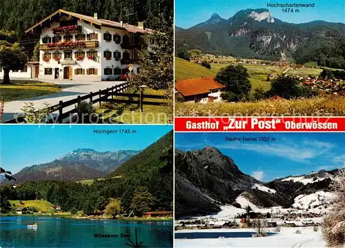 AK / Ansichtskarte Oberwoessen Gasthof zur Post Landschaftspanorama See Bayerische Alpen Oberwoessen