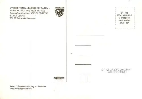 AK / Ansichtskarte Tatranska_Lomnica_SK Rekreacne stredisko VSE Energetik Stara Lesna Bergbahn Hohe Tatra 