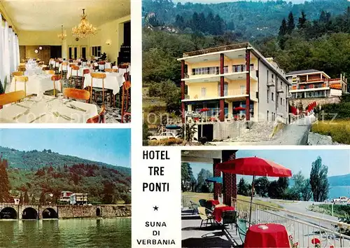 AK / Ansichtskarte Suna_Lago_Maggiore_Verbano Cusio Ossola_IT Hotel Tre Ponti Ristorante 