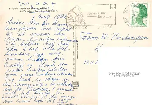 AK / Ansichtskarte Sevrier_74_Haute Savoie Le Brouillet Camping vue aerienne 