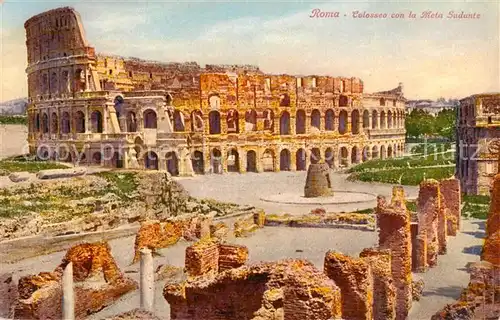 AK / Ansichtskarte Roma__Rom_IT Colosseo con la Meta Sudante 