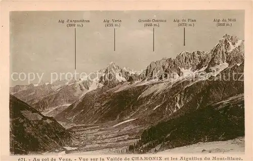 AK / Ansichtskarte Chamonix_74_Haute Savoie Vue sur la Vallee de Chamonix et les Aiguilles du Mont Blanc 