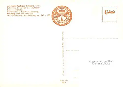 AK / Ansichtskarte Rimberg_Bad_Hersfeld Autobahn Rasthaus Rimberg  Rimberg_Bad_Hersfeld