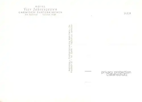 AK / Ansichtskarte Garmisch Partenkirchen Hotel Vier Jahreszeiten Panorama Garmisch Partenkirchen