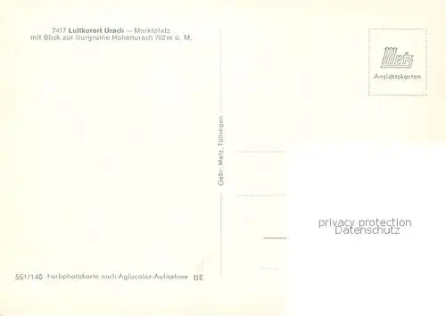 AK / Ansichtskarte Urach_Bad Marktplatz mit Blick zur Burgruine Hohenurach Urach_Bad
