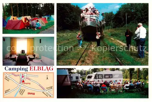 AK / Ansichtskarte Elblag_Elbing_PL Camping Elblag Kasa Biletowa zeglugi Ostrodzkiej Rejsy statkarni po Kanale Eiblag 