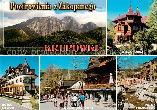 AK / Ansichtskarte Zakopane Krupowki Willa Poraj Hotel Litwor Dolne Krupowki Potok Foluszowy Zakopane