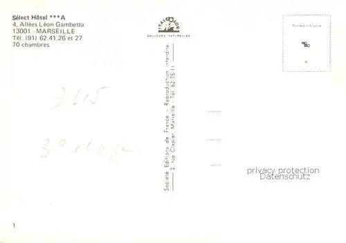 AK / Ansichtskarte Marseille_13 Select Hotel 