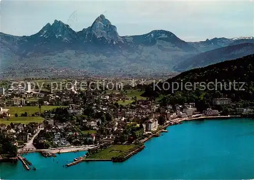 AK / Ansichtskarte Brunnen_SZ und die Mythen Fliegeraufnahme Brunnen_SZ