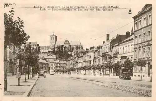 AK / Ansichtskarte Liege_Luettich Boulevard de la Sauveniere et Basilique Saint Martin   Strassenbahn Liege Luettich