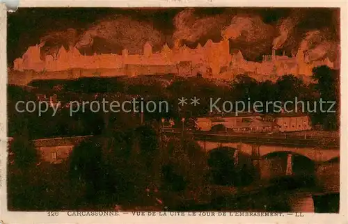 AK / Ansichtskarte Carcassonne Vue de la Cite le Jour de l Embrasement Carcassonne