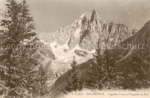 AK / Ansichtskarte Chamonix_74_Haute Savoie Aiguille Verte et l Auguille du Dru 