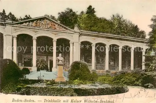 AK / Ansichtskarte Baden Baden Trinkhalle m. Kaiser Wilhelm Denkmal Baden Baden