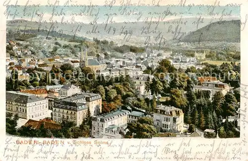 AK / Ansichtskarte Baden Baden Teilansicht m. Schloss Solms Baden Baden