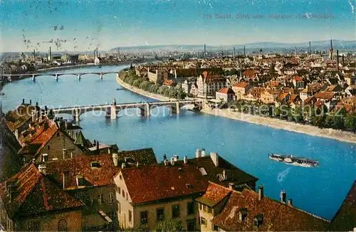 AK / Ansichtskarte Basel_BS Blick v. Muenster rheinabwaerts Kleinbasel Basel_BS