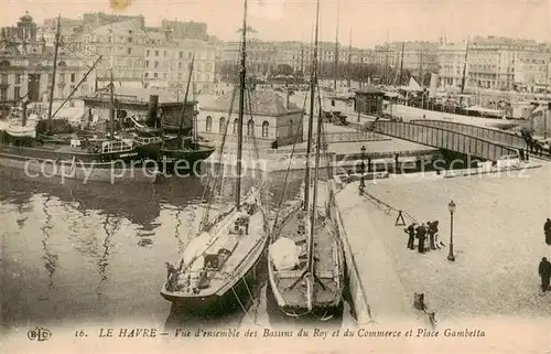 AK / Ansichtskarte Le_Havre Vue d ensemble des Bassins du Roy et du Commerce et Place Gambella Le_Havre