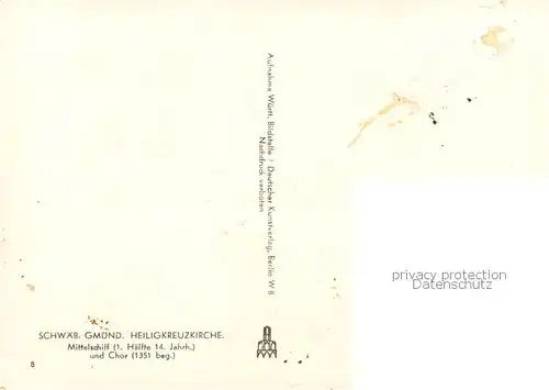AK / Ansichtskarte Schwaebisch_Gmuend Heiligkreuzkirche Mittelschiff und Chor Schwaebisch Gmuend