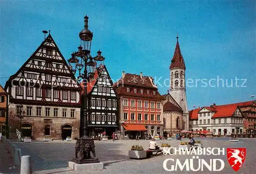 AK / Ansichtskarte Schwaebisch_Gmuend Oberer Marktplatz mit Johanniskirche Schwaebisch Gmuend
