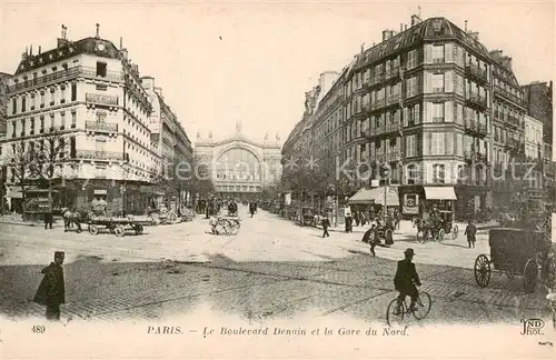 AK / Ansichtskarte Paris_75 Le boulevard Denain et la Gare du Nord   Kutschen 