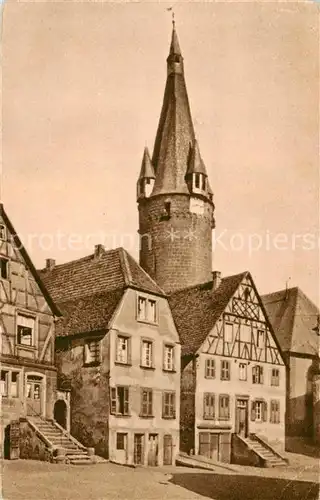 AK / Ansichtskarte Ottweiler Teilansicht m. dem alten Turm   Fachwerkhaeuser Ottweiler