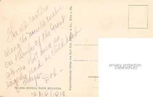 AK / Ansichtskarte Ruine_Beilstein_Mosel Gesamtansicht m. Mosel 