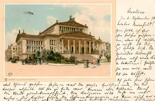 AK / Ansichtskarte Berlin Koenigl. Schauspielhaus Aussenansicht m. Kutschen Berlin