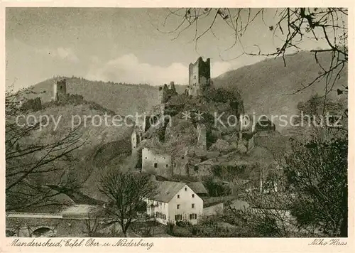 AK / Ansichtskarte Manderscheid_Eifel Ober  und Niederburg Burgruinen Kupfertiefdruck Manderscheid Eifel