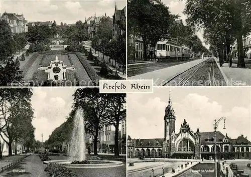 AK / Ansichtskarte Krefeld_Crefeld Bismarckplatz Ostwall Springbrunnen Hauptbahnhof 
