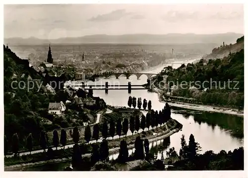 AK / Ansichtskarte Heidelberg_Neckar Stadtpanorama Blick ueber den Neckar Heidelberg Neckar