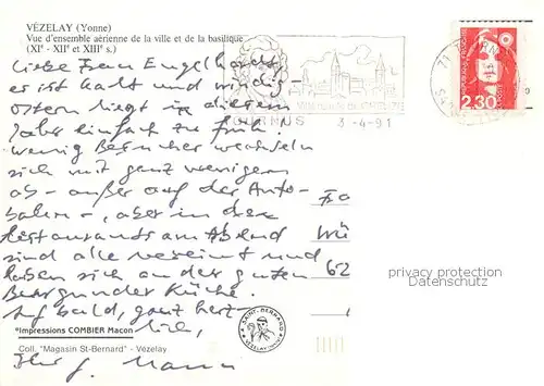 AK / Ansichtskarte Vezelay_89 Vue d ensemble de la ville et de la basilique vue aerienne 