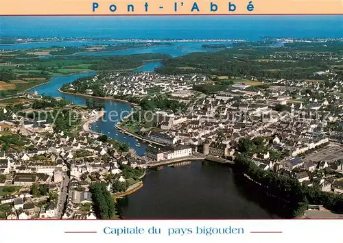 AK / Ansichtskarte Pont l_Abbe_29_Finistere Etang Chateau Riviere Anse de Pouldon Ile Chevalier Ile garo vue aerienne 