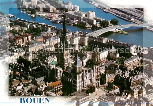 AK / Ansichtskarte Rouen_76 Cathedrale et la Seine vue aerienne 