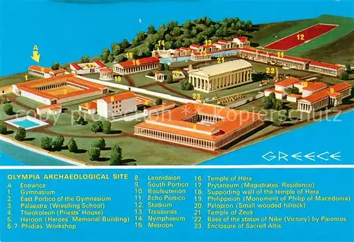 AK / Ansichtskarte Olympia__Olimpia_Greece Archaeological Site Illustration 