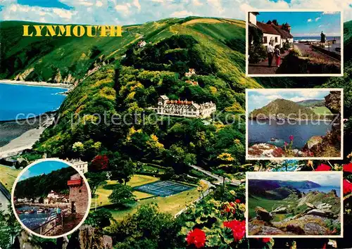 AK / Ansichtskarte Lynmouth_UK Kuestenpanorama Hafen Schloss Tennisanlage 