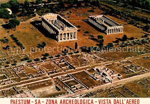 AK / Ansichtskarte Paestum_Pestum_Capaccio_IT Zona archeologica vista dall aereo Antike Staette 