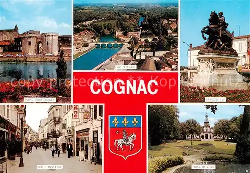 AK / Ansichtskarte Cognac_16_Charente Porte Saint Jacques Monument Francois Ier Rue d Angouleme Hotel de Ville vue panoramique aerienne 